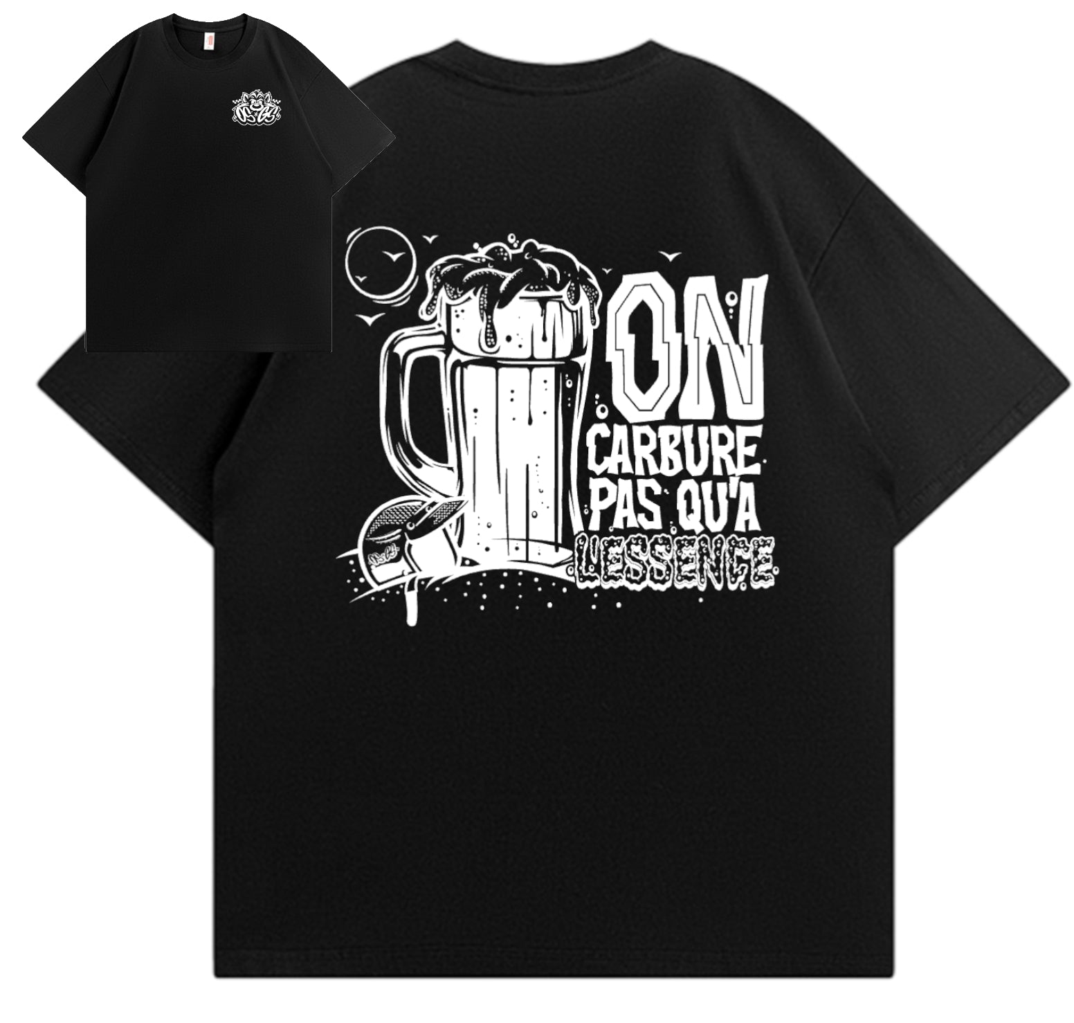 T-Shirt OSGS – "On carbure pas qu'à l'essence" 🍺⛽    Noir