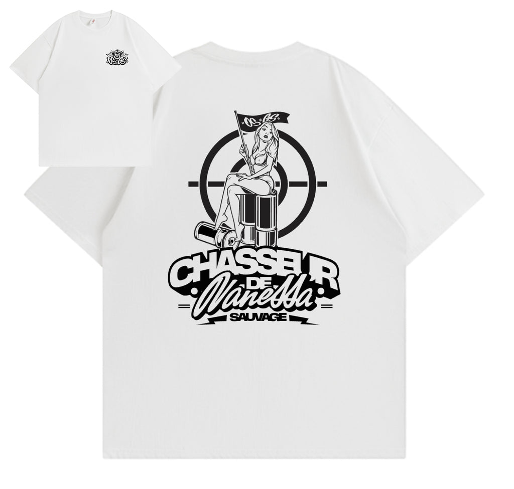 T-Shirt OSGS – "Chasseur de Vanessa Sauvage" 🏹🦁     Blanc