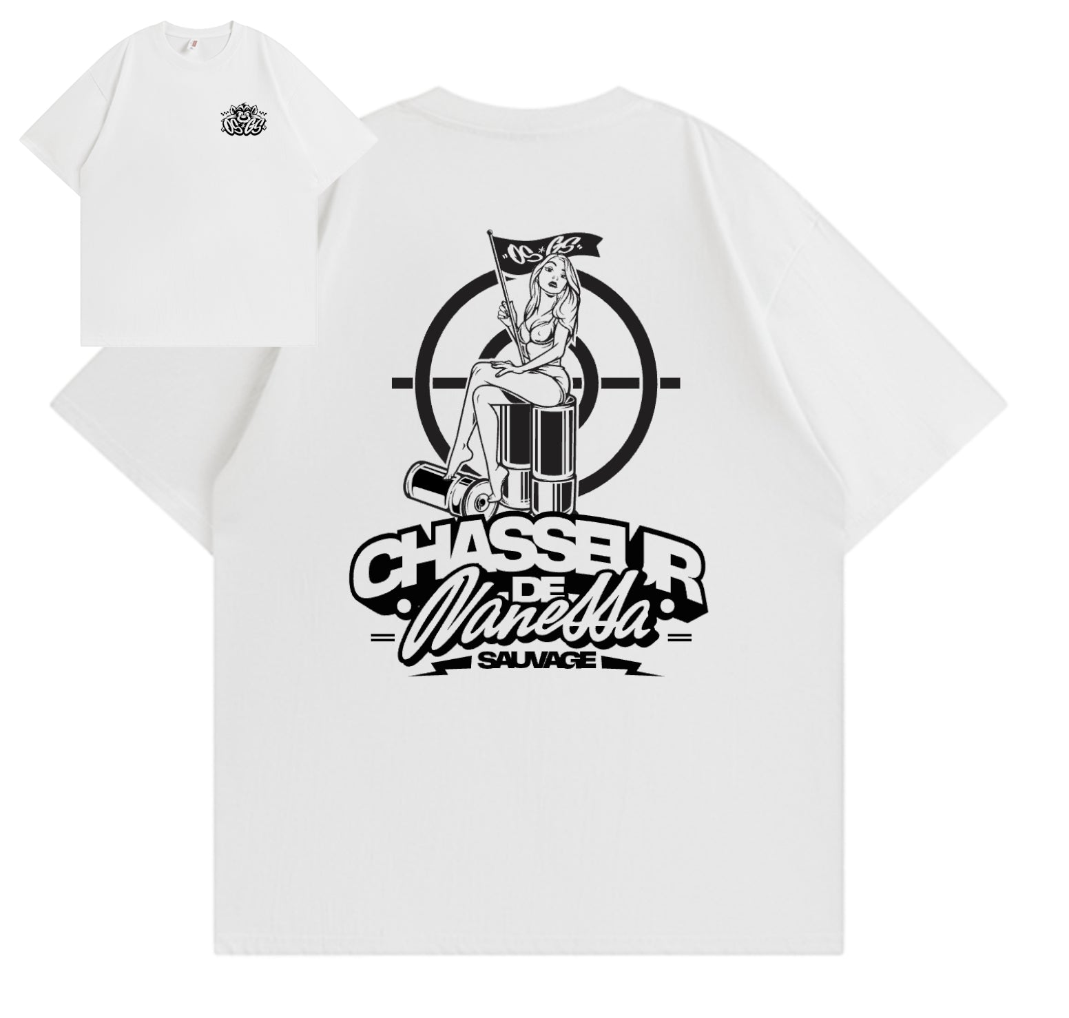 T-Shirt OSGS – "Chasseur de Vanessa Sauvage" 🏹🦁     Blanc