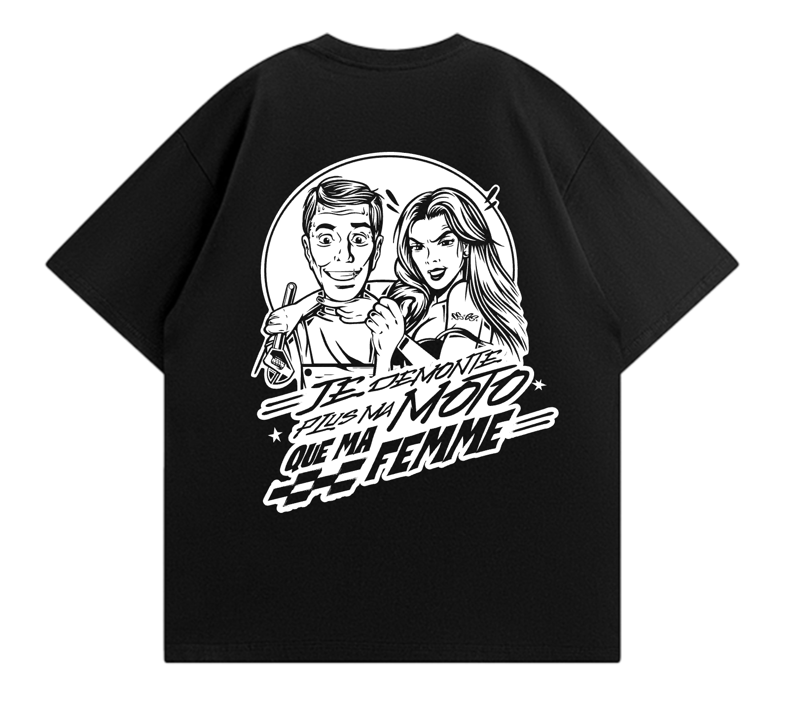T-Shirt OSGS – "Je démonte plus ma moto que ma femme" 🛠️🏍️    Noir
