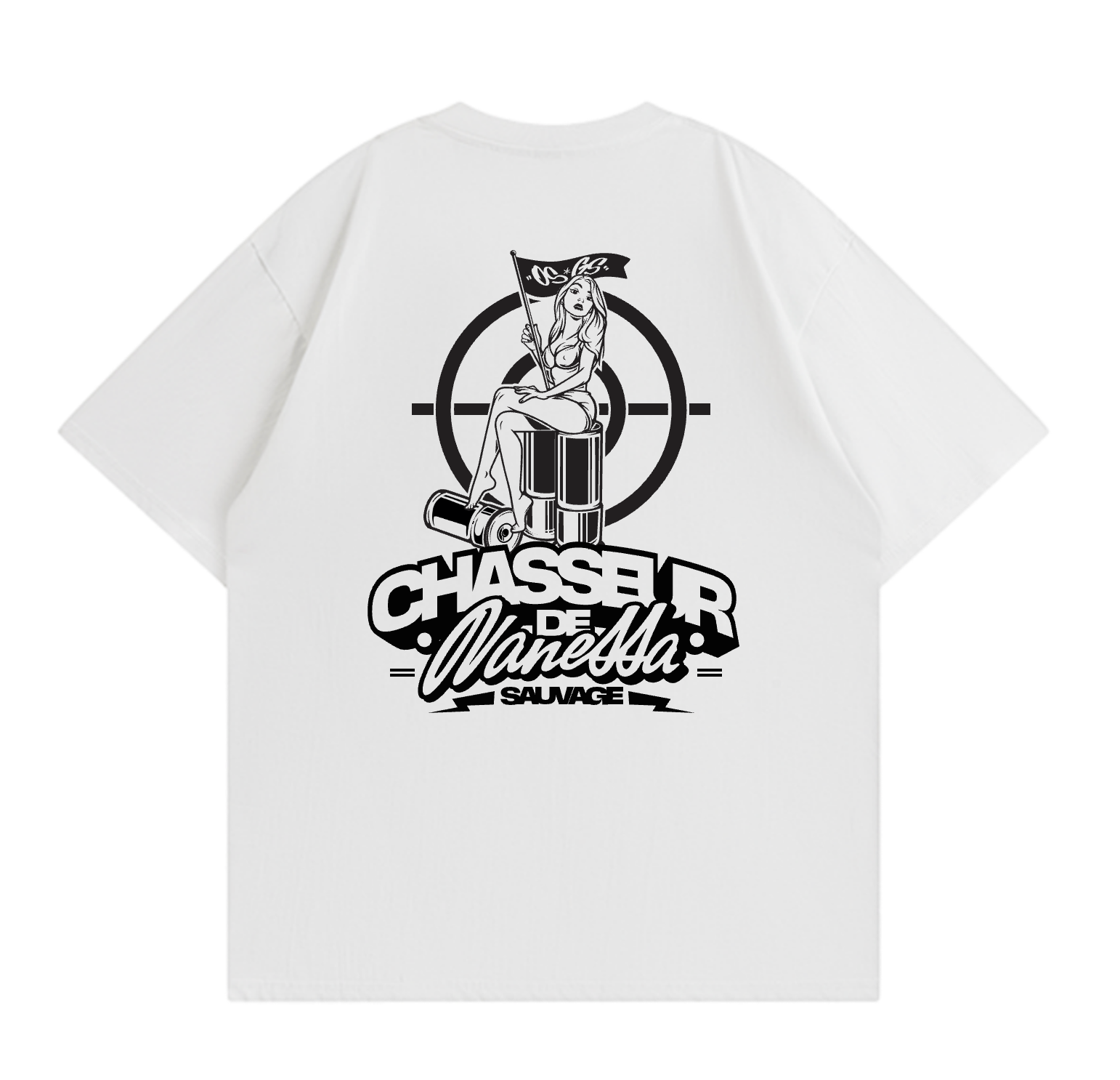 T-Shirt OSGS – "Chasseur de Vanessa Sauvage" 🏹🦁     Blanc
